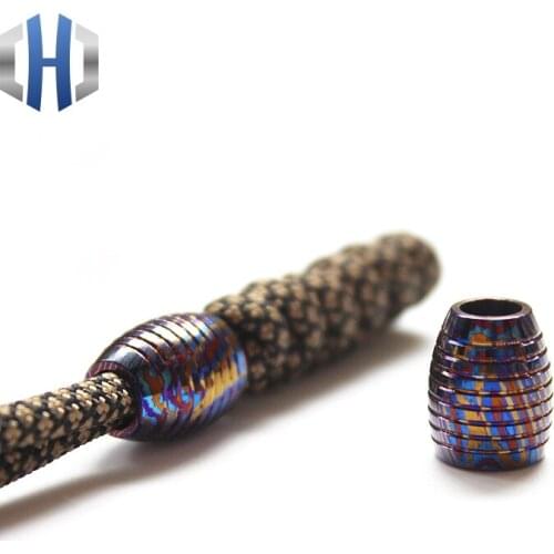 Titanium Damascus EDC Knife Beads DIY Survival Paracord Beads