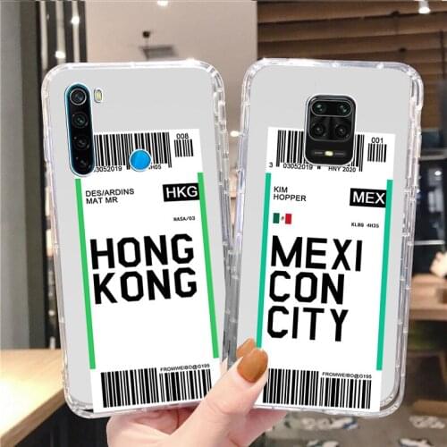 Hot Air Ticket Travel New York Los Angeles Phone Case for Mi10 Mi9T MiA3 Mi11 Redmi Note 6 7 8 9 National Entry Permit Cover
