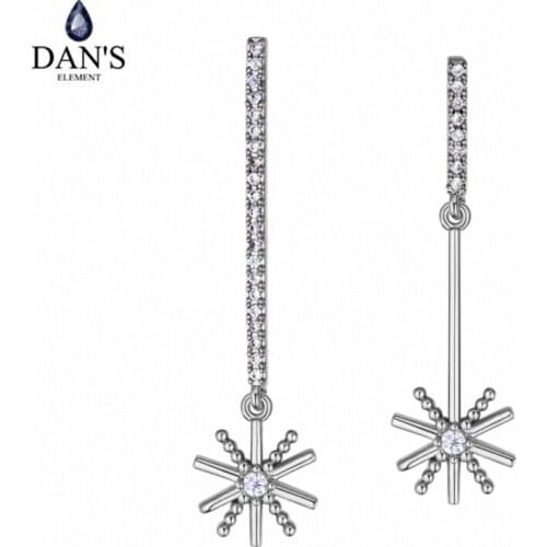 DANS Element 3 Colors Real Austrian Crystals Sun Flower Long Earrings for Women Valentine Gift New Fashion 127192