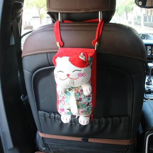 3 Colors Cute Lucky Cat Car Tissue Holder Back Hanging Tissue Box Covers Napkin Paper Towel Box Holder Case Paper Towel Holder