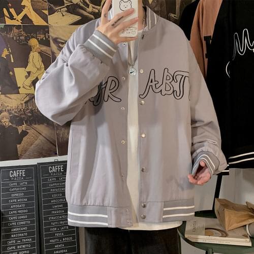 Mens Hip Hop Mans Clothing Mens Letter Oversized Jackets Streetwear Men Casual Loose Baseball Cloth 2021 Autumn