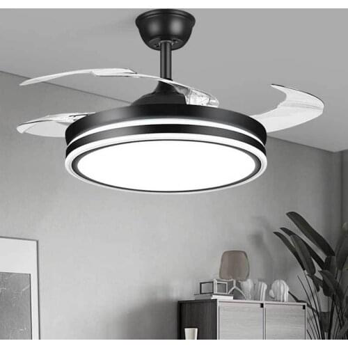 Nordic style household ceiling fan invisible lamp with remote control simple LED dimming electric ceiling fan