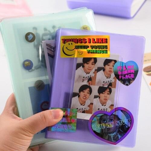 3/5inch Jelly Color Photo Album 64/32 Pockets Plug-in Photocard Holder Business Card Bag Transparent PVC Mini Polaroid Albums
