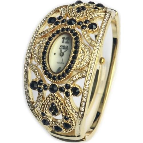 G&D New Luxury Brand Women Watches Quartz Wristwatches Gold Bracelet Watches Ladies relogio feminino Hour Crystal Jewelry Gift