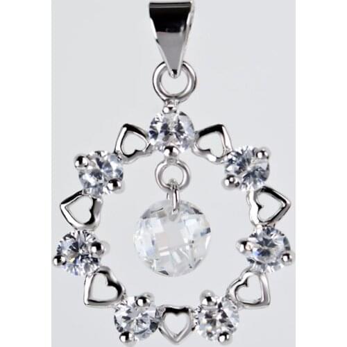 GND0372 New 925 Sterling Silver Lovely Sweet White Crystal Shiny Necklaces Pendants , Fashion Jewelry Gift For Women