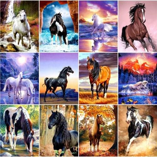 HUACAN Full Square Diamond Embroidery 5D Horse Home Decor Diamond Painting Animal New Arrival Mosaic Gift