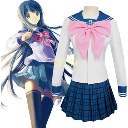 Anime Dangan-Ronpa Sayaka Maizono Danganronpa Cosplay Costume Adult Women Summer Dress Girl Skirt Pink Bow-Tie Sail Suit Stock