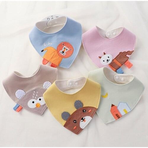 Cute Cartoon Animal Print Baby Bibs Soft Cotton Baby Boys Bib Bandana Bibs Toddler Girls Saliva Towel Triangle Scarf