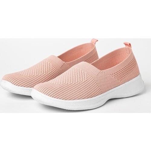 Solid Mesh Sock Shoes Womens Slip-On Knit Vulcanize Shoes Ladies Sneaker Female Fly Woven Sneakers Woman Shoe Zapatos De Mujer