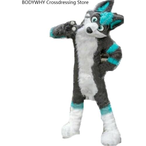 New Long Hair Wood Gray Wolf Husky Mascot Costume Suit Role-playing Animal Party Fancy Dress Ad Parade Festival Costume