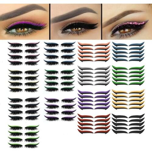 Reusable Eyeliner And Eyelash Stickers Waterproof Glitter Eyeliner Double Eyelid Sticker Adhesive Eyeliner False Eyelash