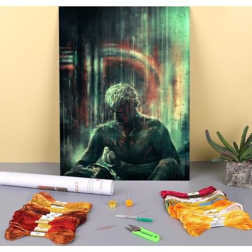 Portrait Soliloquy Pre-Printed 11CT Cross Stitch Set DIY Embroidery DMC Threads Handicraft Painting Handiwork Needle