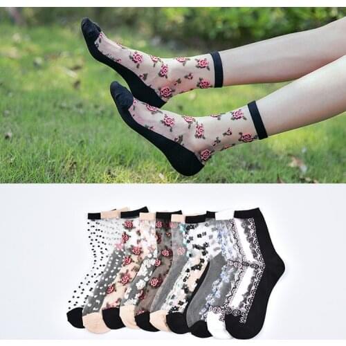 Sexy fishnet Women Lace Ruffle Soft Comfy Sheer Silk Elastic Mesh Knit Frill Trim Transparent Ankle funny socks 1pair=2pcs BL01