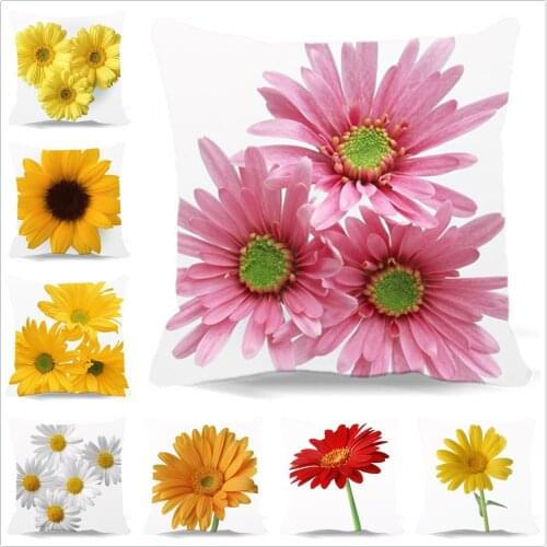New Cotton Polyester Pillow Cover Chrysanthemum Pattern Cushion Cover Home Decorative Pillow Case