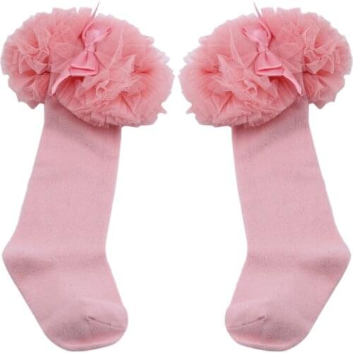 Spring New Childrens Socks Girls' Net Yarn Lace Tube Socks Infant Cotton Socks Sweet Bow Princess Socks Solid Cotton,polyester