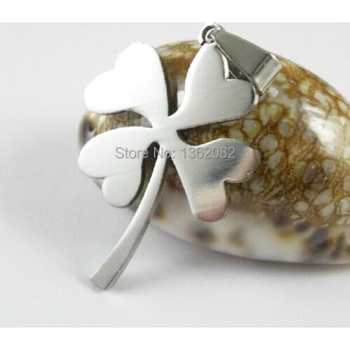 Unisex stainless steel clover couple pendant necklaces four leaves silver necklace men womens lucky pendant Gift MN06