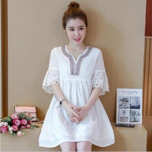 Maternity Dresses Cotton Women Long Pregnant Mother Loose Clothing Summer X/XL