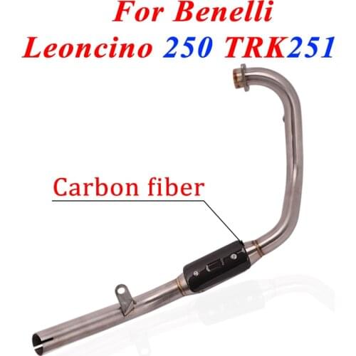 Motorcycle Full Exhaust System Tube For Benelli Leoncino 250 TRK251 moto Front Middle Link Pipe Heat Shield Cover Escape Muffler