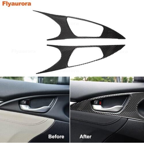 Interior door handle carbon fiber frame Car interior modification accessories for Honda CIVIC 10th Generation Civic 2016-2019