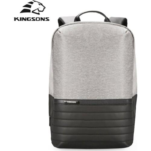 Kingsons Unisex Large Capacity Waterproof Travel Backpack Second Generation USB Charging Solid Bag Teenager Book Bag