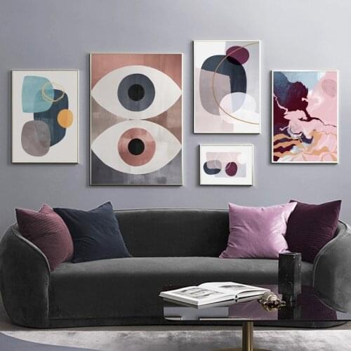 Modern Abstract Eye Geometric Line Wall Art Canvas Painting Nordic Posters And Prints Wall Pictures For Living Room Home Decor