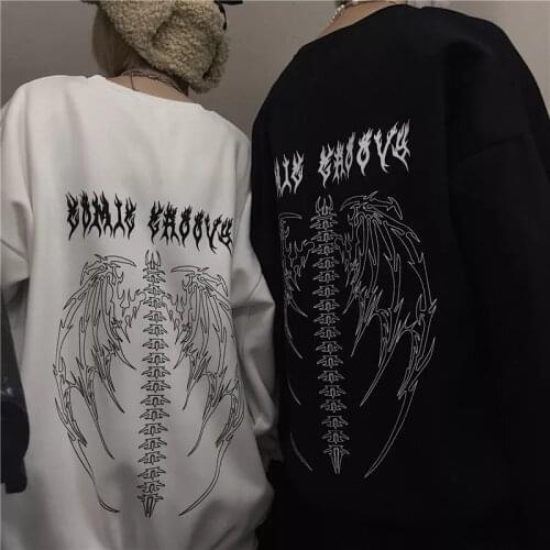 Hoodie Streetwear Harajuku Y2K Tops Girls Retro Gothic Oversized Hood Punk Anime Print Clothes Hip-Hop High Street Sweatshirts