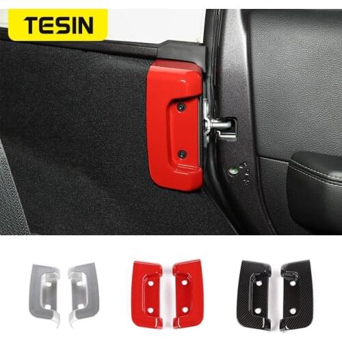 TESIN Interior Mouldings for Jeep Wrangler JL 2018 Car Rear Door Lock Buckle Decoration Cover for Wrangler JL 2018+ Accessories