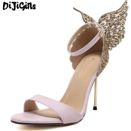 DIJIGIRLS Runway Star Summer Fashion Women Shoes Rhinestone Dream Butterfly Black High-Heeled Sandals Lady Sexy Open Toe Pumps