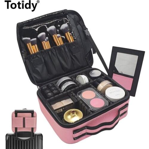 Womens Brand Makeup Case Mirror Artist Make Up Suitcase Portable Beautician Professional Cosmetic Bag New Female Nail Organizer