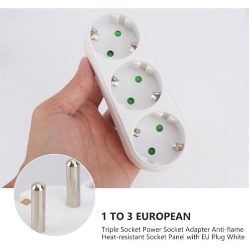 Triple Socket Power Socket Adapter Anti-flame Heat-resistant Socket Panel with EU Plug White