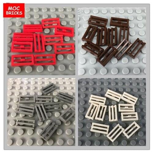 100pcs/lot MOC Bricks Tile, Modified 1 x 2 Grille with Bottom Groove / Lip fit with 2412b Building Blocks DIY Toys kids gifts