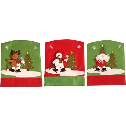 2pcs/set Christmas Santa Snowman Elk Decoracion Chair Back Cover for Dining Room