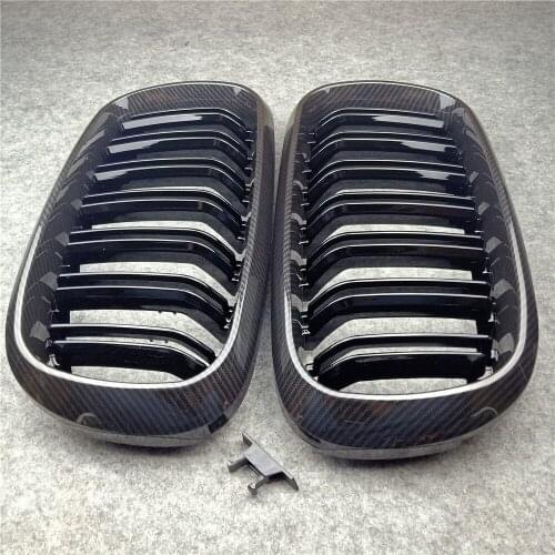 2014-2018 1 Pair X5 F15 X6 F16 Carbon Fiber Look Abs Car Front Grill For F15 F16 Glossy Black Xdrive Vehicle Front Bumper Grille