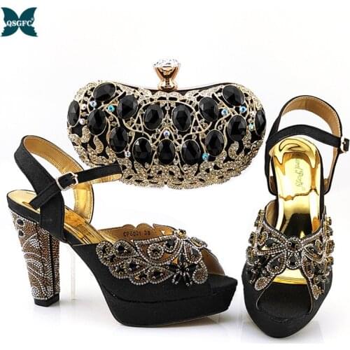 2020 New Italy Designs Women High Heels Sandals For Party With A nice Bag African Women Wedding Shoes and Bag Set Good Quality