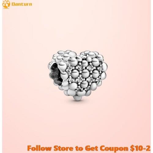 2020 Valentines Day 925 Sterling Silver Beads Sparkling Heart Charm fit Original Pandora Bracelets Women DIY Jewelry