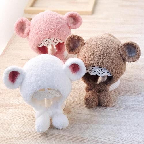 2020 Bear Thicken knitted hat winter warm hat Skullies cap beanie hats for Kids boy and girl 12