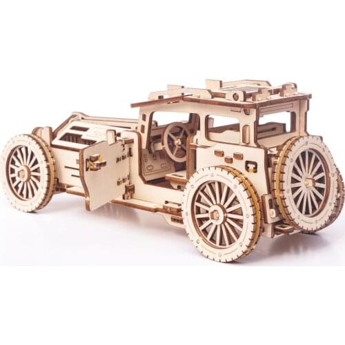 228Pcs DIY Wooden Vintage Car 3D Mechanical Puzzle Model Educational Toy Assemble Model Building Kit for children Christmas Gift