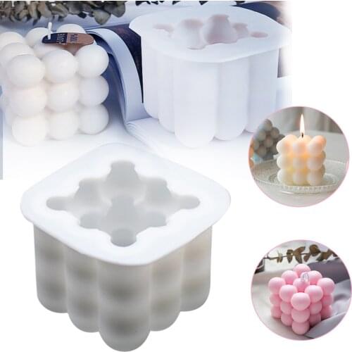 3D Concave Sphere Magic Cube Bubble Mold Nonstick Mousse Cake Baking Mold Square Candle Wax Silicone Mold DIY Handmade Soap Mold