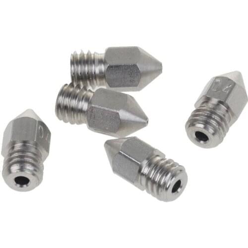 5PCS MK8 Nozzle 0.4mm M6 Threaded Stainless Steel for 1.75mm Filament 3D Printer Extruder Print Head