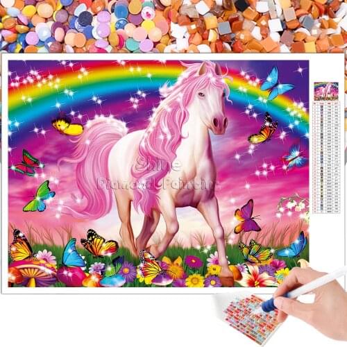 Diamond Painting Cartoon Unicorn Rainbow Horse Animal Embroidery Set 5D DIY Mosaic Square Round Rhinestone Home Decor Salon