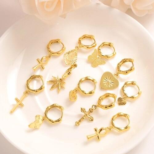 Gold Color punk drop Earrings for Women Girls kids Jewelry Bead Round Ethiopian Africa Arabia Middle East Bijoux charms Gift