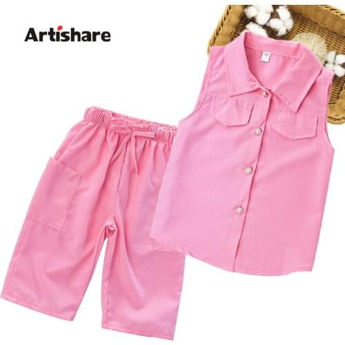 Kids Clothes Solid Color Teenage Girls Clothing Vest + Short Girls Clothing Sets Casual Style Costumes For Children