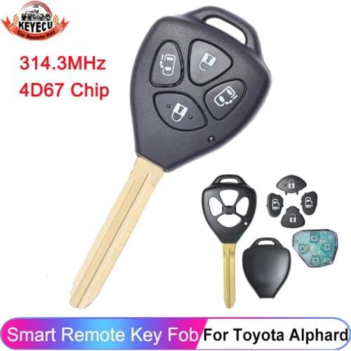 KEYECU Replacement Remote Car Key Fob 4 Button 314.3MHz 4D67 for Toyota Alphard G/HV 2005-2008 P/N:89070-58260