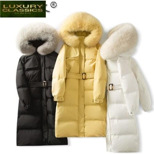 Long Warm Fashion Thicken Women Jackets Real Fox Fur Collar Womens Down Jacket Coat Female Parkas Feminimo De Inverno 165