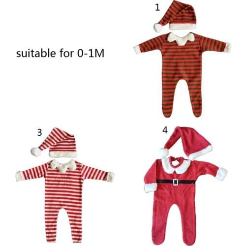 Newborn Cute Christmas Hat Clothes Baby Photography Props Santa Claus Infant Boys Girls Shooting Costume Outfits Suit