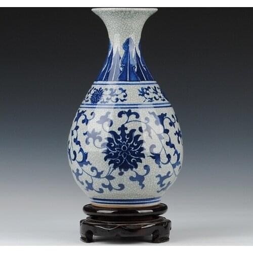 Ceramic Crackle Glaze Blue And White Vase