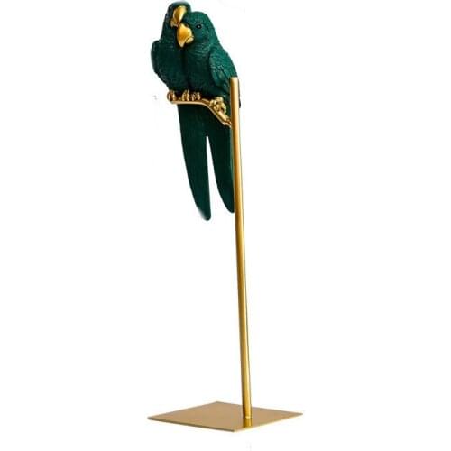 Nordic Creative Resin Simulated Animal Parrot Bird Crafts Ornaments Gold Modern Home Desktop Decoration