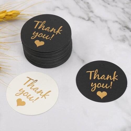 50pcs 4.5CM Round Jewelry Paper THANK YOU Display Cards Birthday Wishes Small Card Gift Valentines Day Packaging Box Label DIY