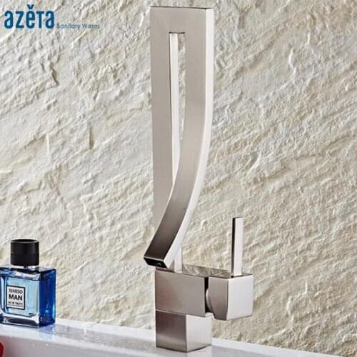 Azeta New Style Brass Brushed Nickel Kitchen Mixer Tap Single Hole Deck Mounted Kitchen Faucets Torneira MK9934BN