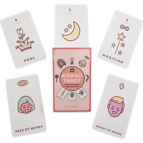 Kawaii Tarot Cards Deck of Magic Witch Divination Fate Board Game Online English Version 78 Card Family Party Table Card Games